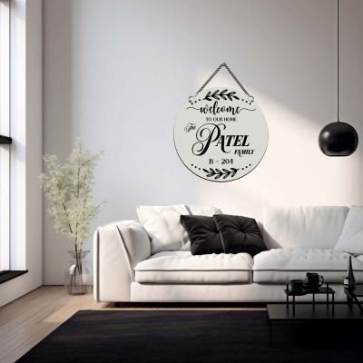 Personalized Welcome Family Name Plate Custom House Name & Surname for Home Entrance Wedding or Housewarming Gift Decorative Nameplate with Hanging Chain